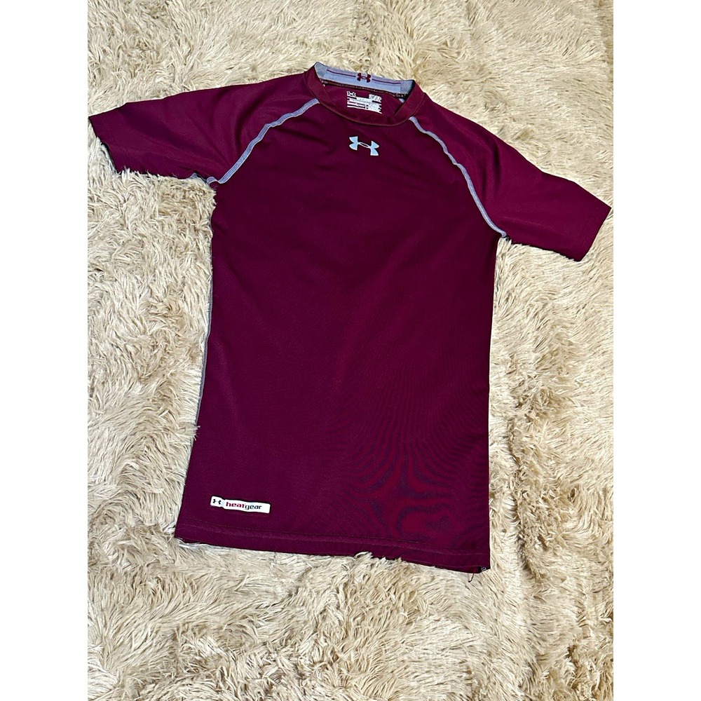 Under Armour HeatGear Men's Compression Crew Neck Raglan T-Shirt S Burgundy